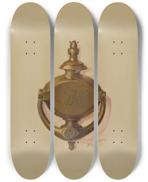 Triptych art skateboard deck of William L Antrim Door Knocker_4 by William L Antrim