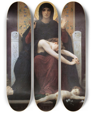 Triptych art skateboard deck of William Bouguereau Virgin Comforter by William Bouguereau (1825-1905)