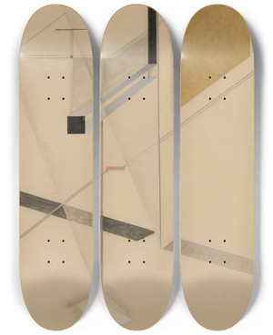 Triptych art skateboard deck of El Lissitzky Ln31 by El Lissitzky (1890-1941)