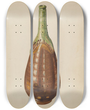 Triptych art skateboard deck of Al Curry Terracotta Wine Bottle by Al Curry (20-)