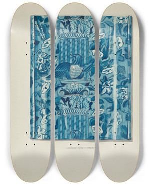 Triptych art skateboard deck of James Vail Textile by James Vail