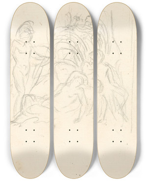 Triptych art skateboard deck of Benjamin West Sketch_5 by Benjamin West (1738-1820)