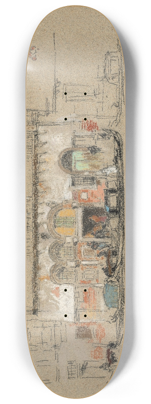 James Abbott McNeill Whistler - The Palace; white and pink 8.25 inch art skate deck