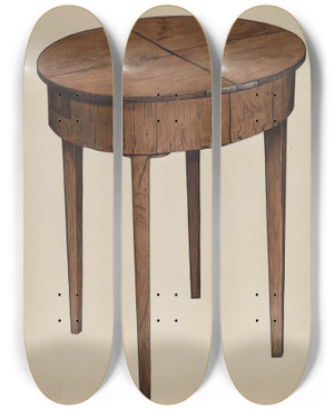 Triptych art skateboard deck of Esther Williams Sewing Table by Esther Williams