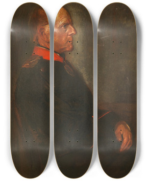 Triptych art skateboard deck of Franz Von Lenbach Portrt Helmut Graf Von Moltke by Franz Von Lenbach (1836-1904)