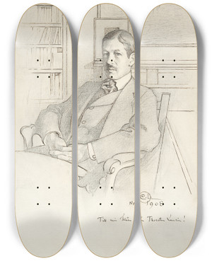 Triptych art skateboard deck of Carl Larsson Thorsten Laurin by Carl Larsson (1853-1919)