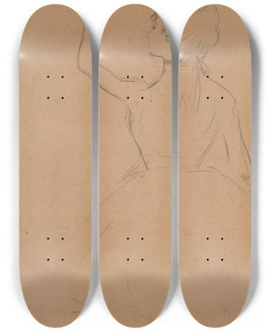 Triptych art skateboard deck of Edgar Degas Study Of A Ballet Dancer Seen From The Back by Edgar Degas (1834-1917)