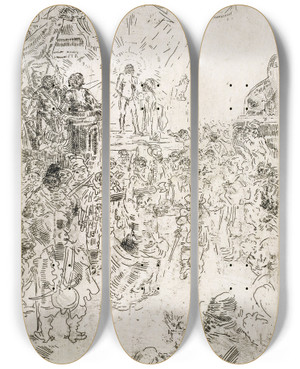 Triptych art skateboard deck of James Ensor Christ Mocked by James Ensor (1860-1949)