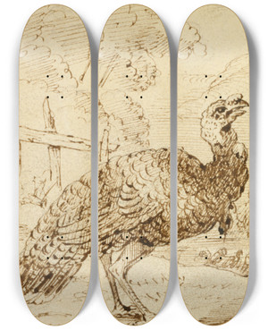 Triptych art skateboard deck of Benjamin West Turkey_2 by Benjamin West (1738-1820)