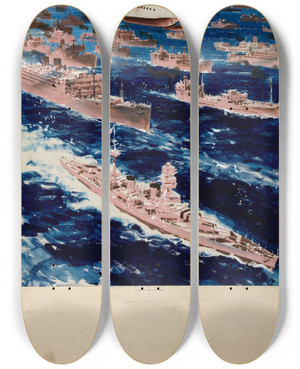Triptych art skateboard deck of Oconnell Convoy Passing Gibraltar by O'Connell (20-)