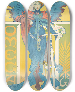 Triptych art skateboard deck of Henri Thiriet Omega by Henri Thiriet (1873-1946)