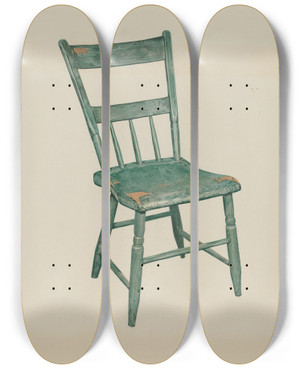 Triptych art skateboard deck of Frank Eiseman Chair by Frank Eiseman