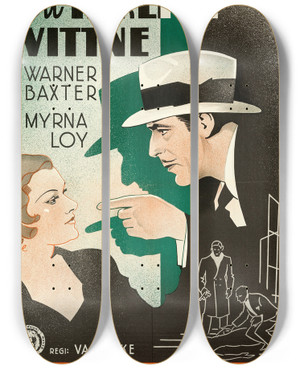 Triptych art skateboard deck of Eric Rohman Penthouse by Eric Rohman (1891-1949)