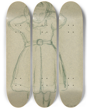 Triptych art skateboard deck of Edvard Munch Dden Og Barnet by Edvard Munch (1863-1944)