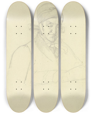 Triptych art skateboard deck of Simon Wagner Brustbild Einer Alten Frau by Simon Wagner