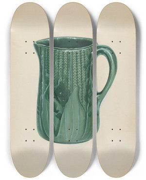 Triptych art skateboard deck of Howard H Sherman Bennington Pitcher by Howard H Sherman