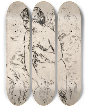 Triptych art skateboard deck of Pierreauguste Renoir Bather Standing Up To Her Knees by Pierre-Auguste Renoir (1841-1919)