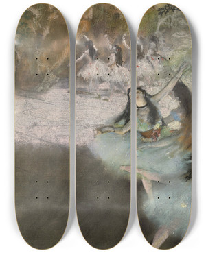 Triptych art skateboard deck of Edgar Degas On The Stage by Edgar Degas (1834-1917)