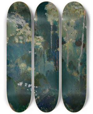 Triptych art skateboard deck of Tadeusz Makowski Thistles by Tadeusz Makowski (1882-1932)