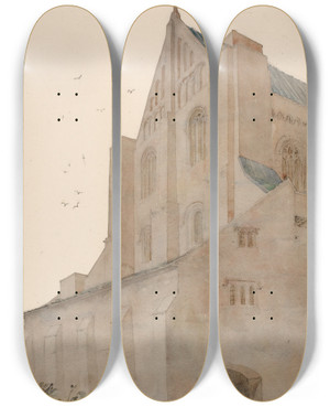Triptych art skateboard deck of Cass Gilbert Winchester England by Cass Gilbert (1859-1934)