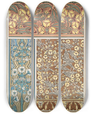 Triptych art skateboard deck of Maurice Pillard Verneuil Sagittaire 3 by Maurice Pillard Verneuil (1869-1942)