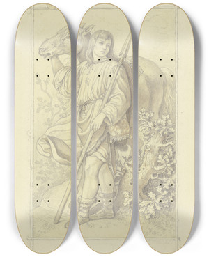 Triptych art skateboard deck of Ludwig Richter Krocus by Ludwig Richter