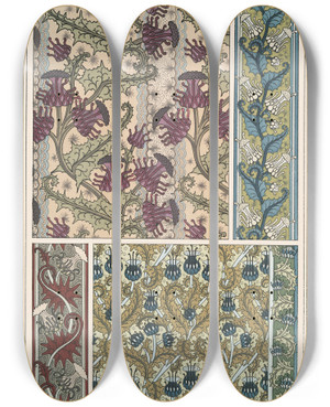 Triptych art skateboard deck of Maurice Pillard Verneuil Chardon 2 by Maurice Pillard Verneuil (1869-1942)