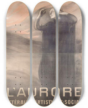 Triptych art skateboard deck of Eugne Carriere Laurore by Eugene Carriere (1849-1906)