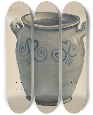 Triptych art skateboard deck of Fred Weiss Stoneware Crock_1 by Fred Weiss