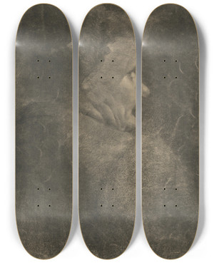 Triptych art skateboard deck of Jlius Der Podobize Eny by Jlius der