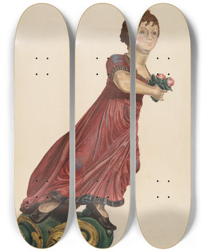 Triptych art skateboard deck of Mary E Humes Figurehead by Mary E Humes (20-)