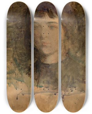 Triptych art skateboard deck of Abbott Handerson Thayer Mary by Abbott Handerson Thayer (1849-1921)