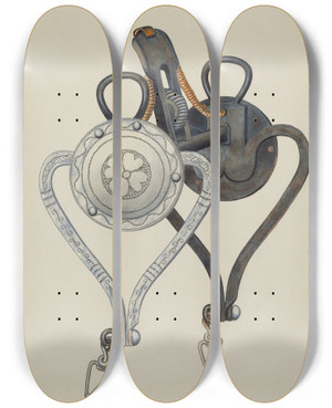 Triptych art skateboard deck of Dana Bartlett Bit by Dana Bartlett