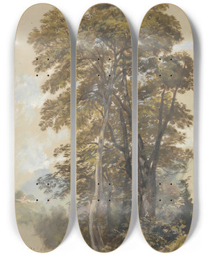 Triptych art skateboard deck of Edward Lear Corpo Di Cava 28 June 1838 by Edward Lear (1812-1888)