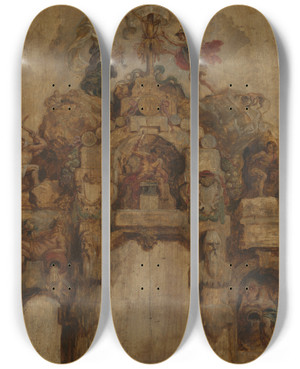 Triptych art skateboard deck of Peter Paul Rubens The Arch Of The Mint Reverse by Peter Paul Rubens (1577-1640)