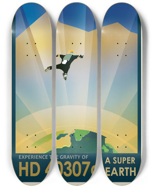 Triptych art skateboard deck of Nasa Hd 40307G by NASA (1958)