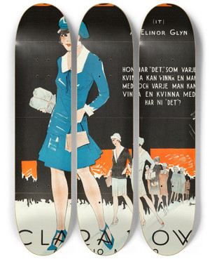 Triptych art skateboard deck of Eric Rohman It by Eric Rohman (1891-1949)