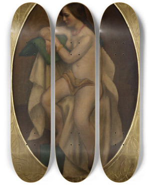 Triptych art skateboard deck of Mark Gertler Adolescence by Mark Gertler (1891-1939)