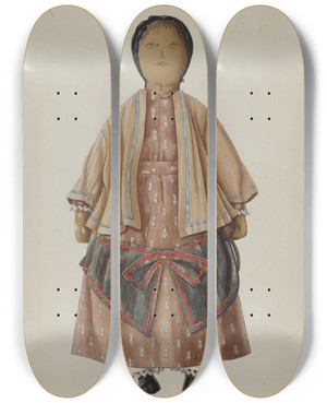 Triptych art skateboard deck of Bertha Semple Rag Doll Susie by Bertha Semple