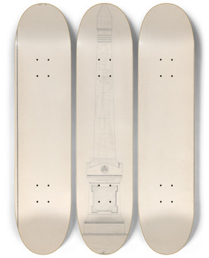 Triptych art skateboard deck of Alexander Maxwell Obelisk Grave Monument No 84 by Alexander Maxwell (1838-1880)