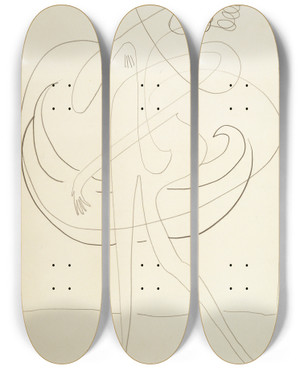 Triptych art skateboard deck of Ernst Ludwig Kirchner A Dancer_1 by Ernst Ludwig Kirchner (1880-1938)