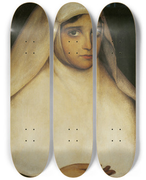 Triptych art skateboard deck of Julio Romero De Torres Nun by Julio Romero De Torres (1874-1930)