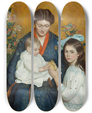 Triptych art skateboard deck of Lilla Cabot Perry An Easter Morning by Lilla Cabot Perry (1848-1933)