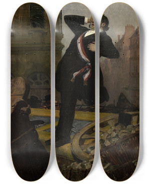 Triptych art skateboard deck of Jeanpaul Laurens Mort Du Dput Alphonse Baudin Le 3 Dcembre 1851 by Jean-Paul Laurens (1838-1921)