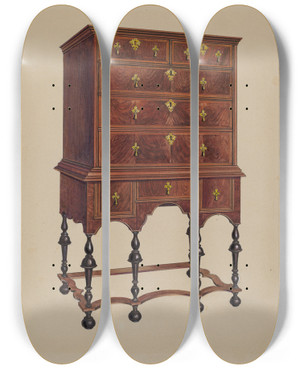 Triptych art skateboard deck of Harry Eisman Highboy_1 by Harry Eisman