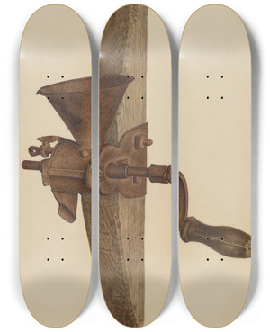 Triptych art skateboard deck of Nicholas Amantea Grinder by Nicholas Amantea (1900-1978)