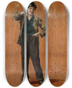 Triptych art skateboard deck of Stanisaw Lentz Urchin by Stanislaw Lentz (1861-1920)