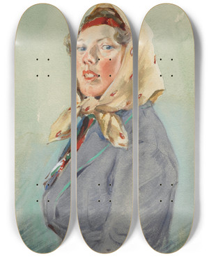 Triptych art skateboard deck of Anders Zorn Skerikulla by Anders Zorn (1860-1920)