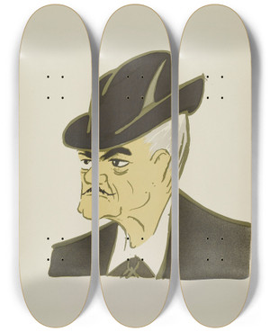 Triptych art skateboard deck of Georges Goursat Sem Melle Garibaldi by Georges Goursat (Sem) (1863-1934)
