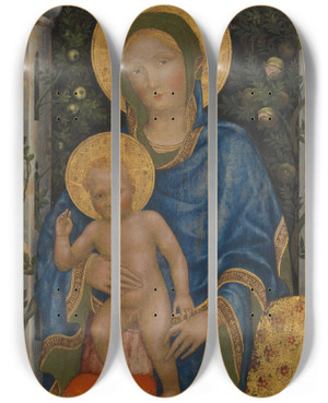 Triptych art skateboard deck of Gentile Da Fabriano Virgin Andchild by Gentile da Fabriano (1370-1427)